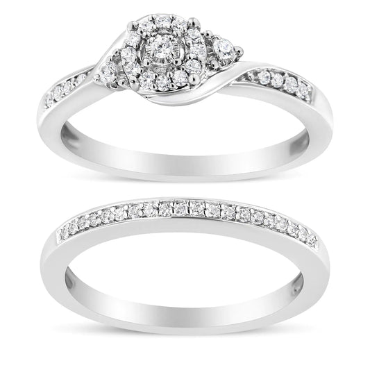 EternaGlow Sterling Diamond Swirl Bridal Set